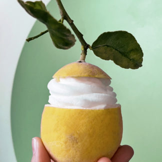 Citron givré artisanal : sorbet citron frais dans son écorce, recette traditionnelle glacée La Gelatiera à La Turbie